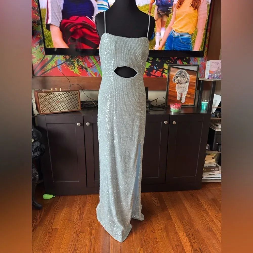 Xscape light blue sequin Evening Gown in size 6